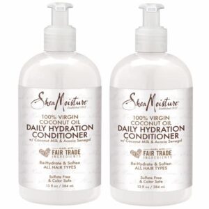sheamoisture daily hydrating conditioner for all hair types 100% virgin coconut oil, sulfate free, pack of 2-13 oz ea