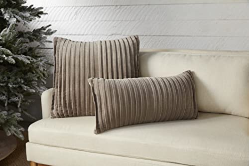 Mud Pie Taupe Velvet Pillows, 11" x 22", Lumbar 78 Count