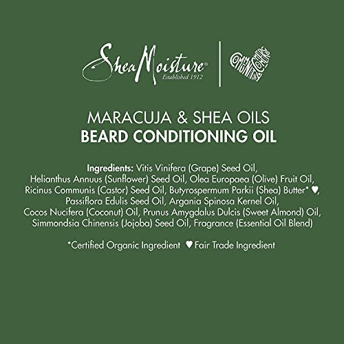 SheaMoisture Beard Conditioning Oil for Men, Beard Oil with Coconut Oil, Olive Oil, Maracuja Oil & Shea Butter to Moisturize & Soften, Beard Conditioner & Detangler, Pack of 2-3.2 Fl Oz Ea