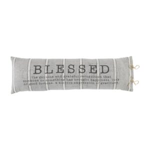 mud pie blessed definition pillow, 11" x 35", gray 51 count