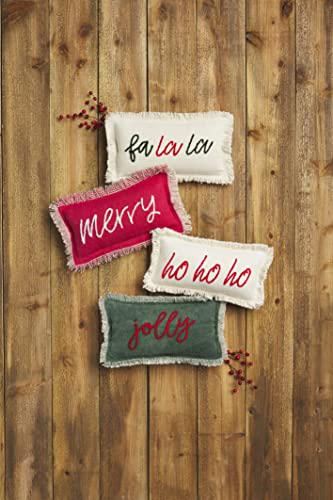 Mud Pie Mini Christmas Pillow, 12"x 6", Jolly 118 Count