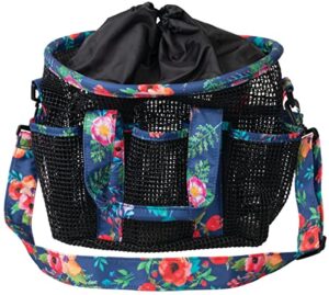 weaver leather mesh grooming bag, black with floral watercolor binding, 65-2053-202