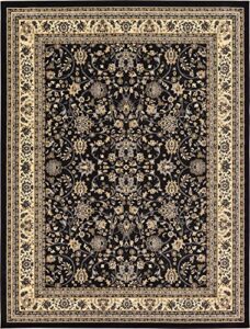 rugs.com yasmin collection rug – 9' x 12' black medium rug perfect for living rooms, large dining rooms, open floorplans