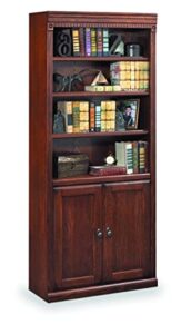 martin furniture huntington oxford wood bookcase with doors, storage cabinet, office shelves, brown (ho3072d/b)