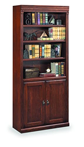 Martin Furniture Huntington Oxford Wood Bookcase with Doors, Storage Cabinet, Office Shelves, Brown (HO3072D/B)