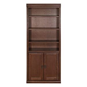 Martin Furniture Huntington Oxford Wood Bookcase with Doors, Storage Cabinet, Office Shelves, Brown (HO3072D/B)