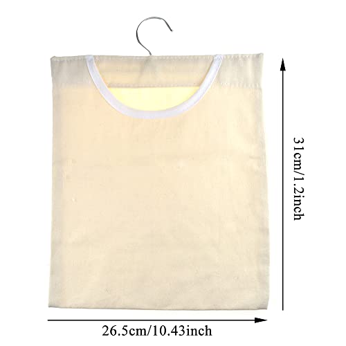 HAHIYO Canvas Clothespin Laundry Bag Hanging Storage Organizer Holds Pins Sturdy 12.2 x 10.45in Roomy Deep Easy Reach Grab for Sliding Easy Hook Clothesline Rod Not Pierce Cloth Washable No Mold 1 PCS