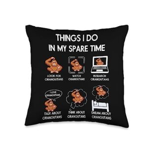 orangutan lover zookeeper things i do in my spare time orangutans throw pillow, 16x16, multicolor