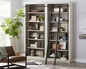 martin furniture fully assembled 8' tall bookcase wall with ladder aged chateau white (imte4094wkit2pc)