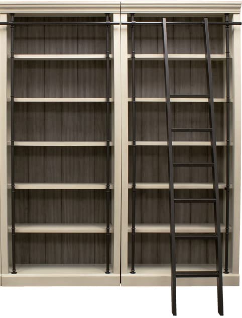 Martin Furniture Fully Assembled 8' Tall Bookcase Wall with Ladder Aged Chateau White (IMTE4094WKIT2PC)