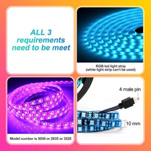 TJOY RGB Led Controller for Light Strip, 44 Key IR Remote for SMD 10mm 5050 3528 2835, 2 Ports of 4 Female Pin Controller, DC 12V-24V, 6A, Replacement Wireless Remote Control for Flexible Tape Light