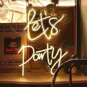 Super Large Neon Sign for Wall Decor, Yeeficent Let's Party Neon Sign Large for Bedroom Wall, 33.5 * 12 Inch Dimmable Neon Signs, Custom Light Up Sign for Wedding Party Birthday Gift (Warm White)