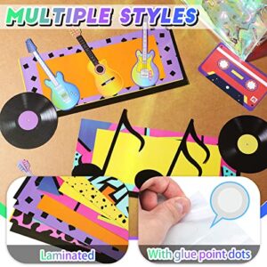 65 Pcs 80s Back to School Classroom School Supplies Welcome Mini Bulletin Board Vinyl Record Cut-Outs Music Note Cutouts and Classroom Decoration for Party Display Label Name Tag Invitation
