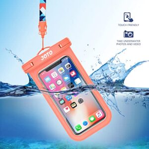 JOTO Waterproof Phone Pouch IPX8 Universal Waterproof Case Dry Bag Phone Protector for iPhone 14 13 12 11 Pro Max Plus XS XR X 8 Galaxy S23 S22 S21 S20 Pixel Up to 7" -2 Pack, Blue/Orange