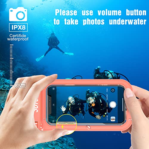 JOTO Waterproof Phone Pouch IPX8 Universal Waterproof Case Dry Bag Phone Protector for iPhone 14 13 12 11 Pro Max Plus XS XR X 8 Galaxy S23 S22 S21 S20 Pixel Up to 7" -2 Pack, Blue/Orange