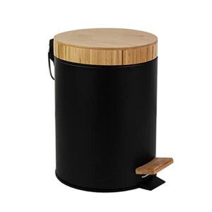 sidianban mini trash can with lid soft close, 0.8 gallon bathroom step wastebasket, garbage container bin with inner bucket for bedroom, office, anti-fingerprint matt finish (0.8gal/3l, black)