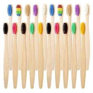 outin adults bamboo toothbrushes 20 pack, colorfull soft bristles children wood toothbrush eco friendly biodegradable wooden handle tooth brush oral cleaning, hot004