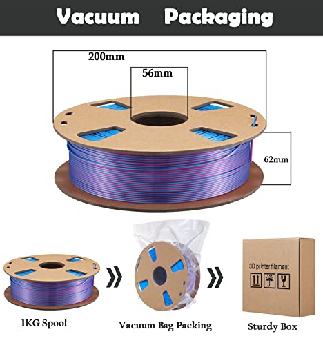 PLA 3D Filament, DB PLA Filament 1.75mm Accuracy +/- 0.03 mm Fit Most FDM Printer，2 Colors in 1 Dual Color Co-Extrusion 3D Filament 1kg Filament (2.2lbs)