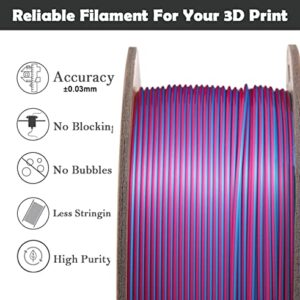 PLA 3D Filament, DB PLA Filament 1.75mm Accuracy +/- 0.03 mm Fit Most FDM Printer，2 Colors in 1 Dual Color Co-Extrusion 3D Filament 1kg Filament (2.2lbs)