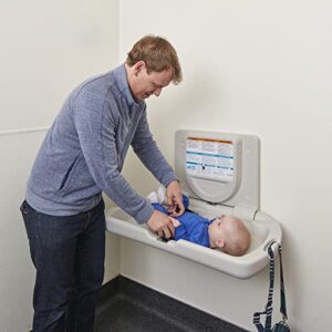 ECR4Kids Horizontal Wall-Mounted Changing Station with Slim Back, Baby Changer, White Granite