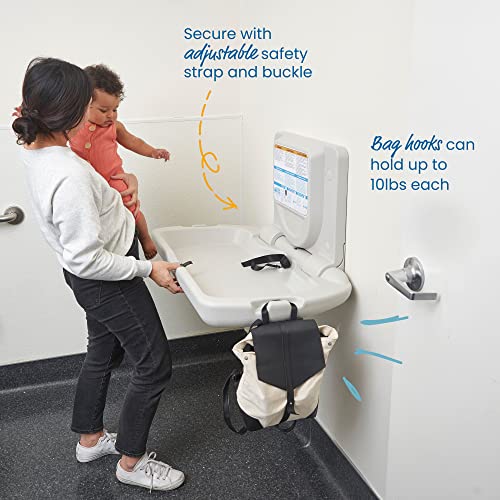 ECR4Kids Horizontal Wall-Mounted Changing Station with Slim Back, Baby Changer, White Granite