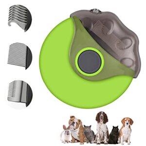 cat grooming brush,3 in 1 portable brushes for shedding,pet slicker brush for matted and tangled hair,dematting & detangling brushes for dogs cats rabbits,easy to removes loose undercoat (green)