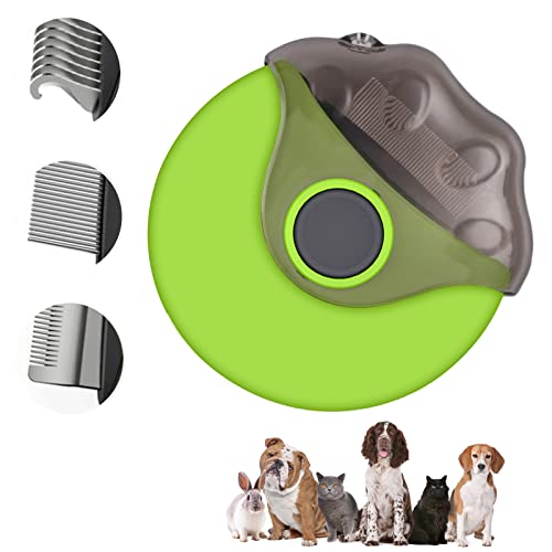 Cat Grooming Brush,3 in 1 Portable Brushes for Shedding,Pet Slicker Brush for Matted and Tangled Hair,Dematting & Detangling Brushes for Dogs Cats Rabbits,Easy to Removes Loose Undercoat (Green)