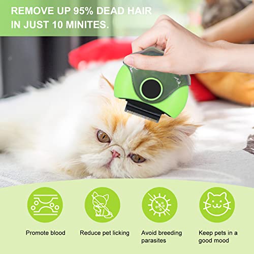 Cat Grooming Brush,3 in 1 Portable Brushes for Shedding,Pet Slicker Brush for Matted and Tangled Hair,Dematting & Detangling Brushes for Dogs Cats Rabbits,Easy to Removes Loose Undercoat (Green)