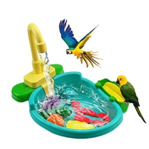 pet bath tub for bird parrot,parrot automatic bathtub with faucet bird shower bathing tub bird feeder bowl,birdbath bowl with fountain pump bird automatic bathtub swimming pool toy