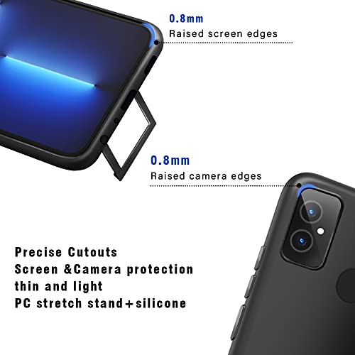 Nijiadi for Unimax UMX U693CL Phone Case with Tempered Glass Screen Protector, Soft Silicone with Kickstand Shockproof Protective Case for Unimax UMX U693CL - Black