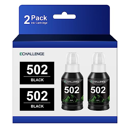 502 T502 Compatible Black Ink Bottle Replacement for Epson 502 T502 High Yield to use with ET-15000, ET-2700, ET-2760, ET-3710, ET-2750, ET-3700, ET-4750, ET-4760 ET-3750 ET-3760 Printer (2 Black)