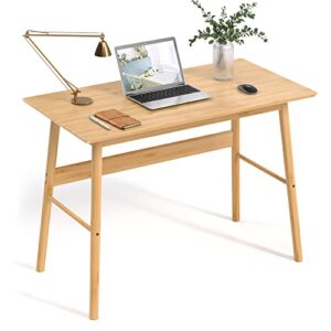 domax wooden writing desk for bedroom - large home office table 41.3” multipurpose computer desk for work study