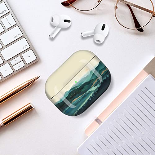 Lapac AirPod Pro Case Green Mountain AirPods Pro Case Cover Accessories Protective AirPods Pro Case Green Forest Cover with Keychain Durable Anti Lost Case for Wireless AirPods Pro Charging Case