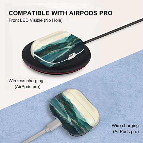 Lapac AirPod Pro Case Green Mountain AirPods Pro Case Cover Accessories Protective AirPods Pro Case Green Forest Cover with Keychain Durable Anti Lost Case for Wireless AirPods Pro Charging Case