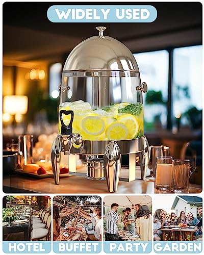 Beverage Dispenser 3 Gallon Hot And Cold Plastic Drink Dispenser with Spigot Lemonade Tea Water Coffee Chafer Urn With Ice Core, for Parties Buffet Catering Hot & Cold Drinks (PC Transparent)