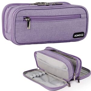 pencil case, large capacity pencil case for kids adults teen, handheld 3 compartments pencil box pouch stationery bag, portable office stationery makeup bag school supplies, purple