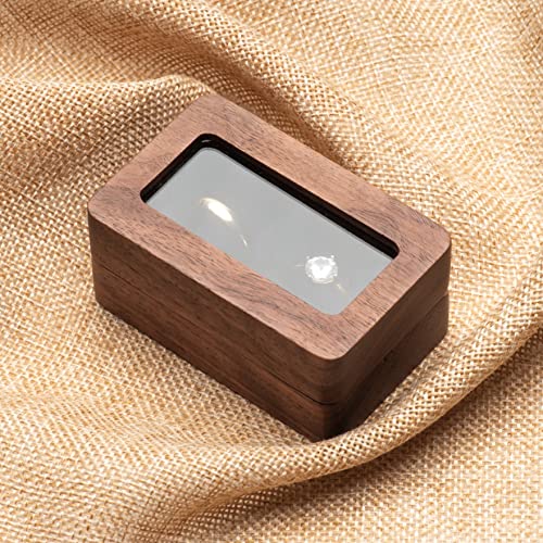 COSISO Wooden Wedding Double Ring Box For Proposal Engagement Marriage Birthday Gift Wedding Ceremony (Black Inner)