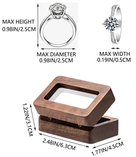 COSISO Wooden Wedding Double Ring Box For Proposal Engagement Marriage Birthday Gift Wedding Ceremony (Black Inner)