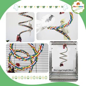 Duckiimo Bird Swing Hemp Rope Net, Parakeet Perch Climbing Bungee Ladder, Hammock Hanging Parrot Cage Toy for African Grey, Little Macaw, Cockatoo, Parakeets, Cockatiel, Conure (Multifunction)