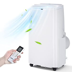 dortala 12000 btu portable air conditioner, 3-in-1 ac cooling unit with dehumidifier & fan modes, remote control, cools 450 sq. ft, compact freestanding air conditioner, white (12000btu)