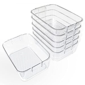 pafino plastic storage baskets - small pantry organizer bins stackable basket household organizers for kitchen, shelves, countertops, desktops, cabinets, bedrooms and bathrooms (acrylic)