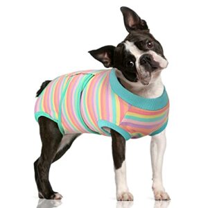 fuamey recovery suit for dogs cats after surgery,soft breathable pet bodysuit e-collar & cone alternative surgical suit puppy wear, anti licking wounds doggie onesie for small medium and large pets