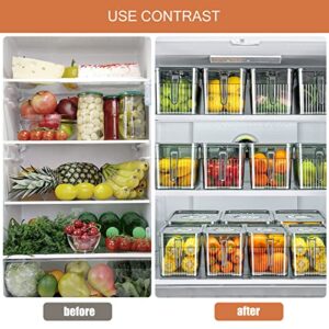 loobuu Produce Saver Containers for Refrigerator - 2 Pack Stackable Food Storage Container for Fridge, Berry Keeper Boxes with Removable Drain Tray Keep Fresh for Vegetables, Fruit,Meat and Salad