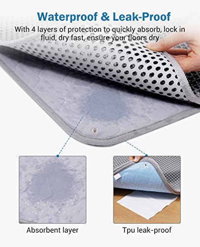 Fostanfly Cat Litter Mat, Large Urine Proof Litter Box Mat, Double Layer Easy Clean Machine Washable Litter Trapping Mat, Waterproof Leakproof Anti-Slip, Scatter Control Kitty Litter Mats for Floor…