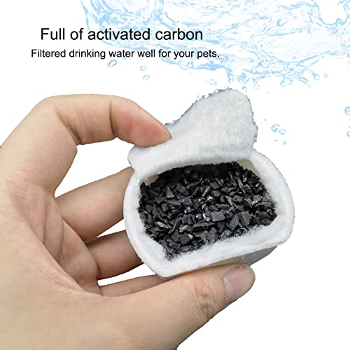 16 Pack Pet Fountain Filter Replacement,8 Carbon Filters and 8 Foam Pre-Filter Replacement Compatible with Multiple Pet Water Dspensers Water Bowl