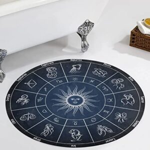 eherehs zodiac constellation chart 3d round rug starry sky floor mat non-slip carpet for entryway living dinning bedroom sofa home decoration diameter 2ft, black-3