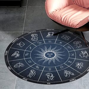 EHEREHS Zodiac Constellation Chart 3D Round Rug Starry Sky Floor Mat Non-Slip Carpet for Entryway Living Dinning Bedroom Sofa Home Decoration Diameter 2Ft, Black-3