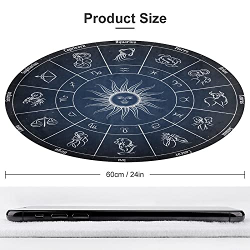 EHEREHS Zodiac Constellation Chart 3D Round Rug Starry Sky Floor Mat Non-Slip Carpet for Entryway Living Dinning Bedroom Sofa Home Decoration Diameter 2Ft, Black-3