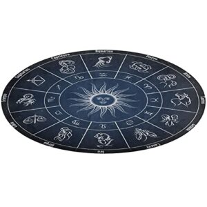 EHEREHS Zodiac Constellation Chart 3D Round Rug Starry Sky Floor Mat Non-Slip Carpet for Entryway Living Dinning Bedroom Sofa Home Decoration Diameter 2Ft, Black-3