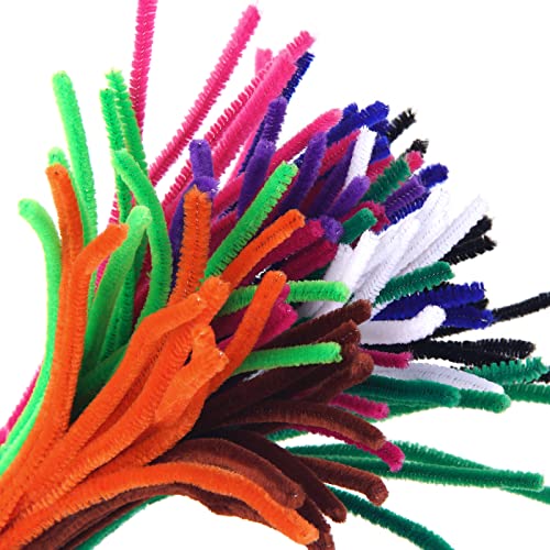 Cuttte Pipe Cleaners Craft Supplies - 100pcs 10 Colors Pipecleaners Craft Kids DIY Art Supplies, Pipe Cleaner Chenille Stems, Multi-Color Pipe Cleaners Bulk (6 mm x 12 inch)